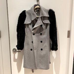 Gray Peacoat with Fur